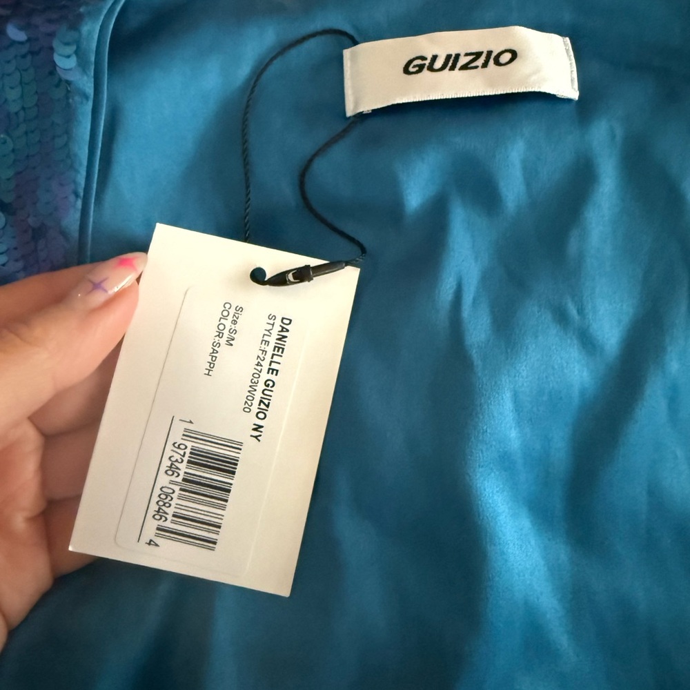 Danielle Guizio NWT Blue Sequin Bolero - Picture 6 of 6